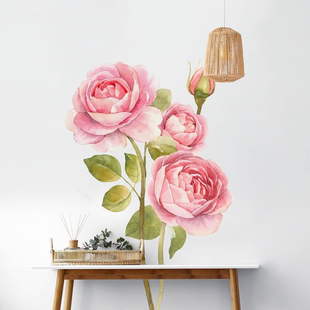 Rose wall decal Watercolour Three Roses XXL