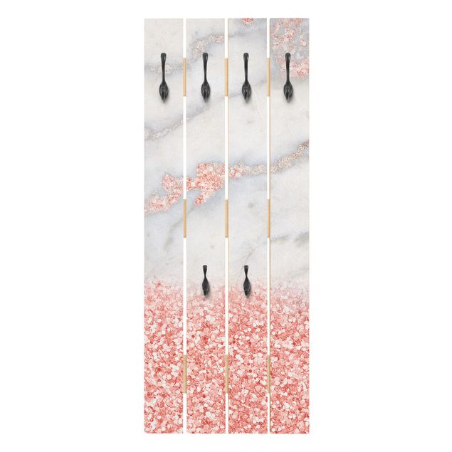 Grey wall mounted coat rack Marble Look With Pink Confetti