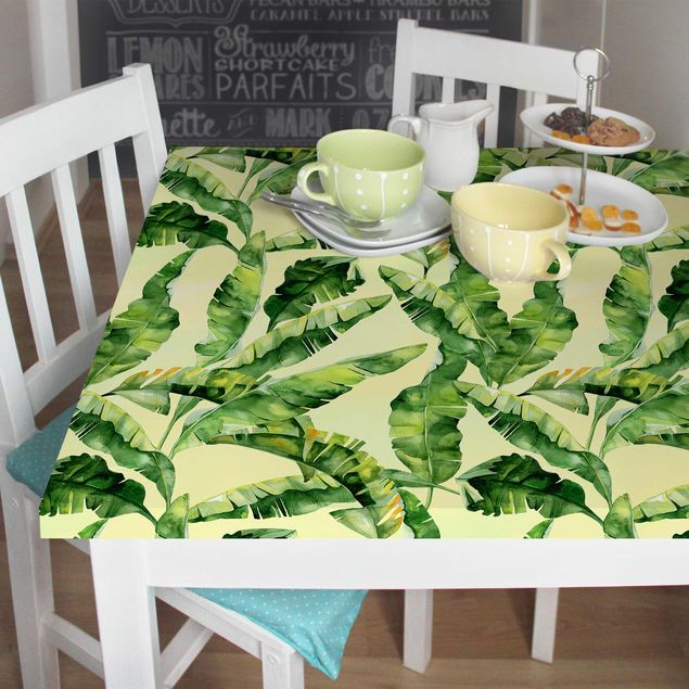 Adhesive films for furniture frosted Banana Leaves Watercolour