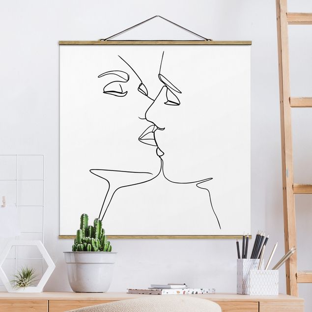 Kitchen Line Art Kiss Faces Black And White