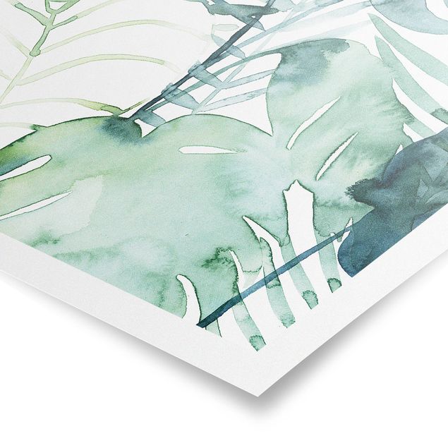 Prints green Palm Fronds In Water Color II