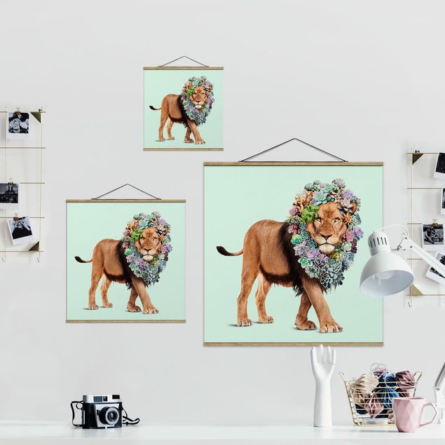 Prints floral Lion With Succulents