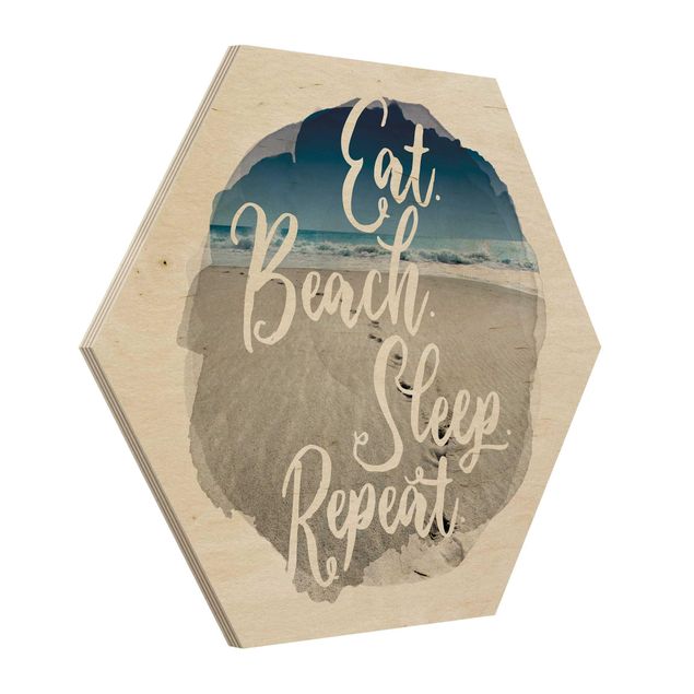 Wood prints sayings & quotes WaterColours - Eat.Beach.Sleep.Repeat.