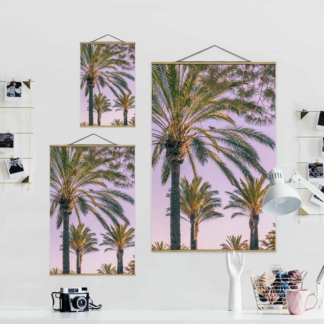 Green art prints Palm Trees At Sunset