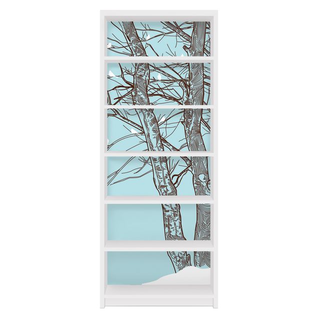 Adhesive film for furniture IKEA - Billy bookcase - Winter Trees