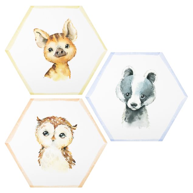 Contemporary art prints Watercolour Forest Animals Set II