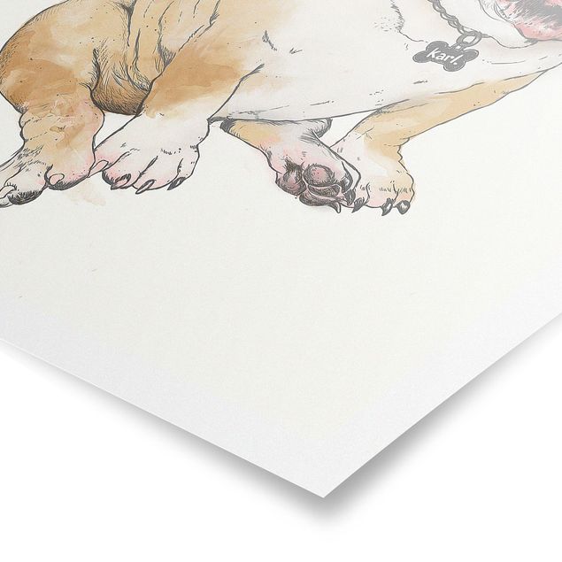 Animal canvas Illustration Dog Bulldog Painting