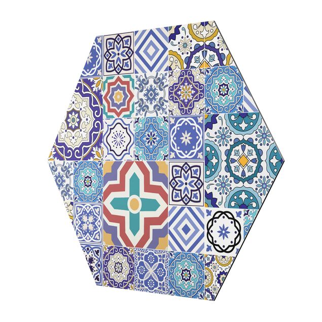 Hexagon shape pictures Backsplash - Elaborate Portoguese Tiles