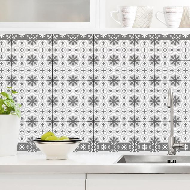 Kitchen Geometrical Tile Mix Cross Grey