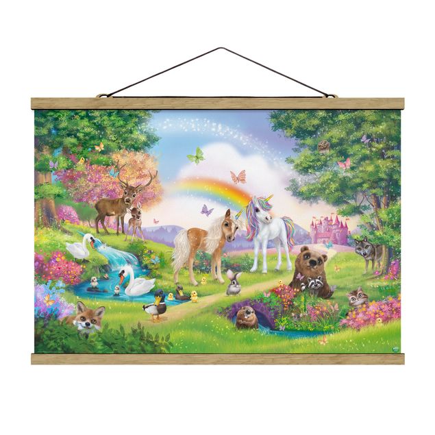 Prints multicoloured Enchanted Forest With Unicorn