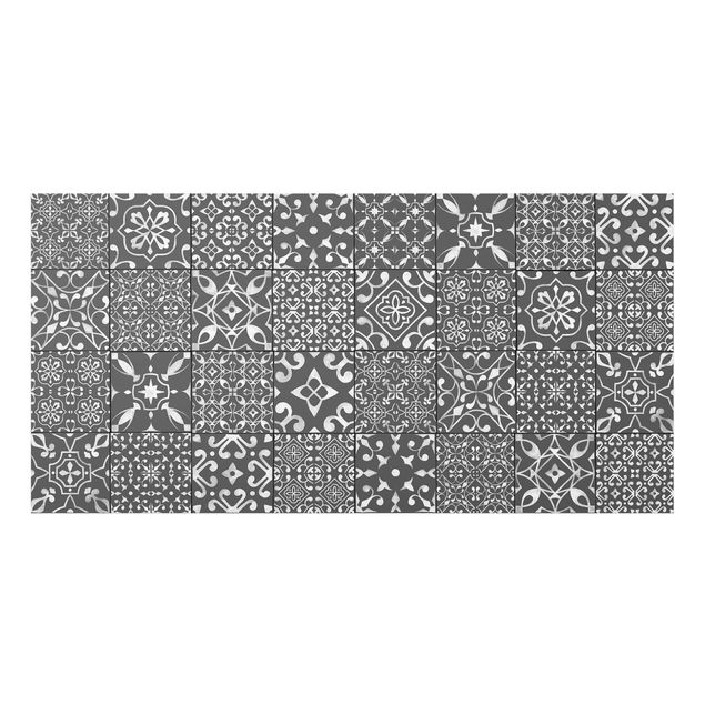 Glass splashbacks Pattern Tiles Dark Gray White