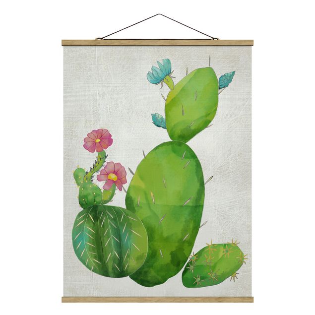 Prints flower Cactus Family In Pink And Turquoise