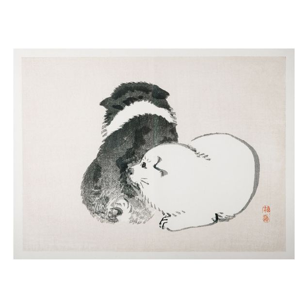 Dog canvas art Asian Vintage Drawing Black And White Pooch