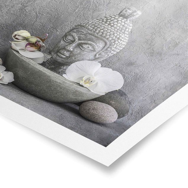 Modern art prints Zen Buddha, Orchid And Stone