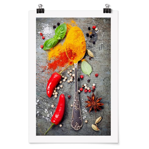 Orange canvas wall art Spoon With Spices