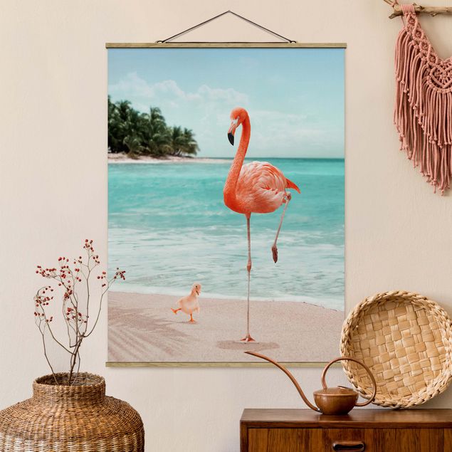 Kitchen Beach With Flamingo