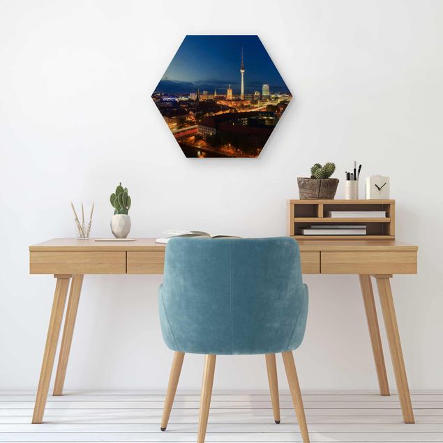 Prints on wood TV Tower At Night