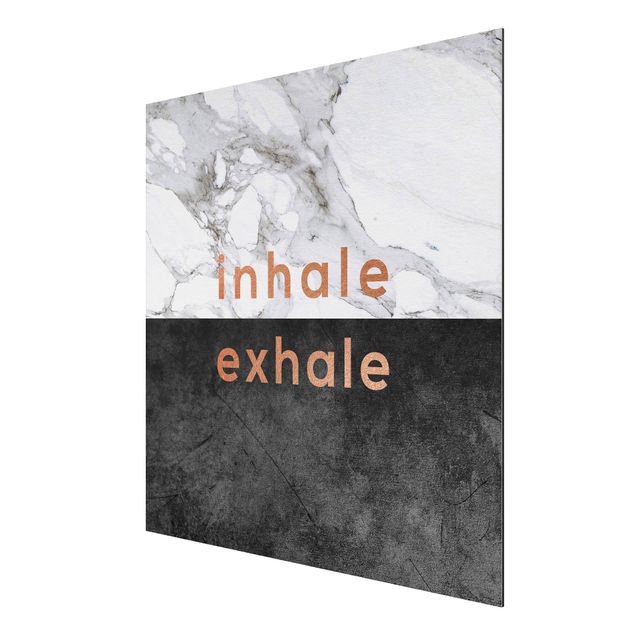 Quote wall art Inhale Exhale Copper And Marble