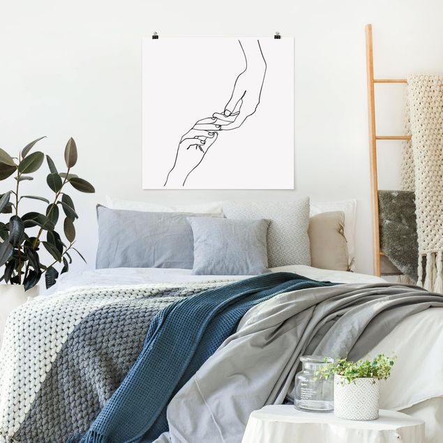Art prints Line Art Hands Touching Black And White