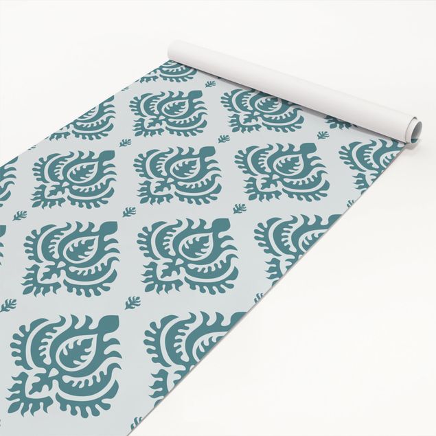 Adhesive films patterns Compact Concise Damask Pattern Light Turquoise Petrol