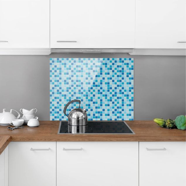 Glass splashback kitchen tiles Mosaic Tiles Meeresrauschen