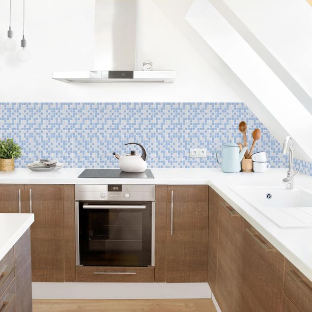 Kitchen splashback tiles Mosaic Tiles Light Blue