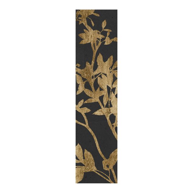 Sliding panel curtains flower Golden Leaves On Mocha II