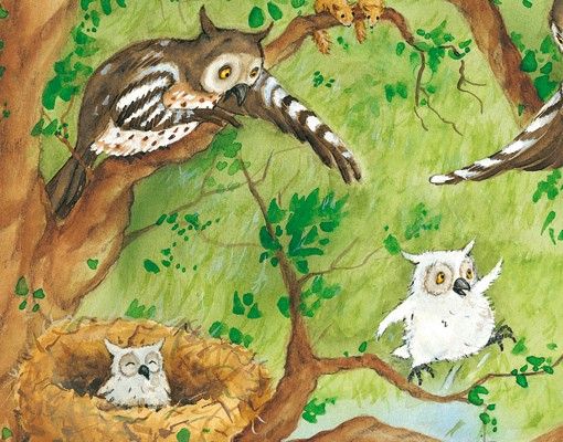 Window stickers animals Vasily Raccoon - Owl Chick Elsa Pulls Out