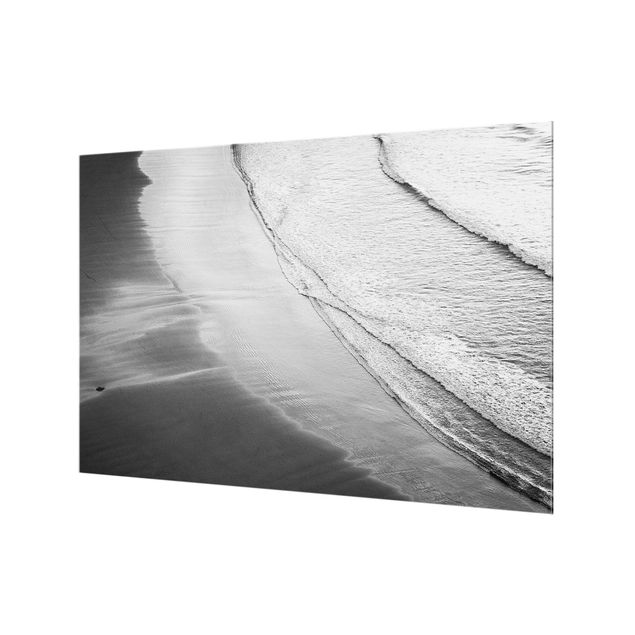 Splashback - Soft Waves On The Beach Black And White - Landscape format 3:2