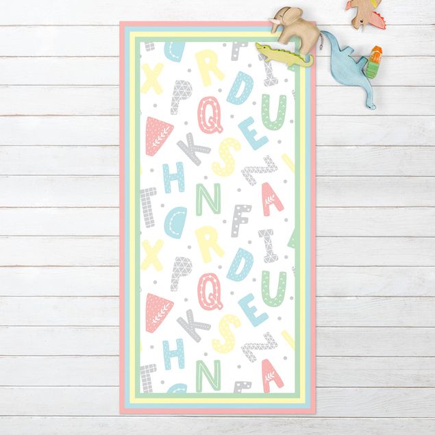 outdoor mat Alphabet In Pastel Colours With Frame