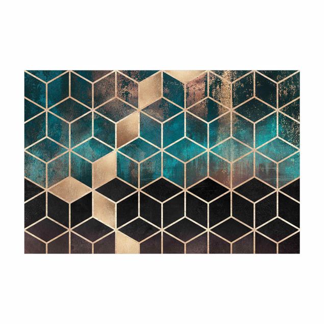 Modern rugs Turquoise Rosé Golden Geometry