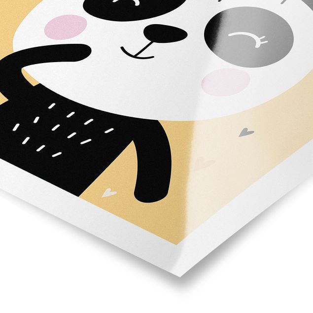 Yellow art prints The Happiest Panda