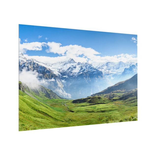 Glass splashback kitchen landscape Swiss Alpine Panorama