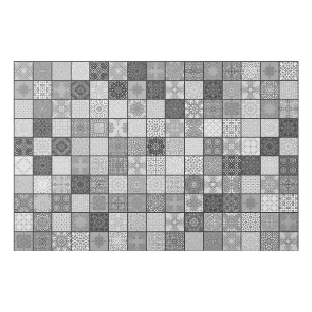 Glass splashback art print Grey Mediterranian Tiles With Dark Joints