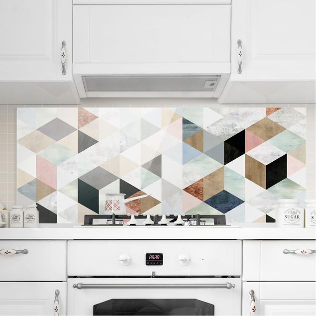 Kitchen Watercolor Mosaic With Triangles I