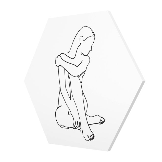 Black and white wall art Line Art Woman Nude Black And White