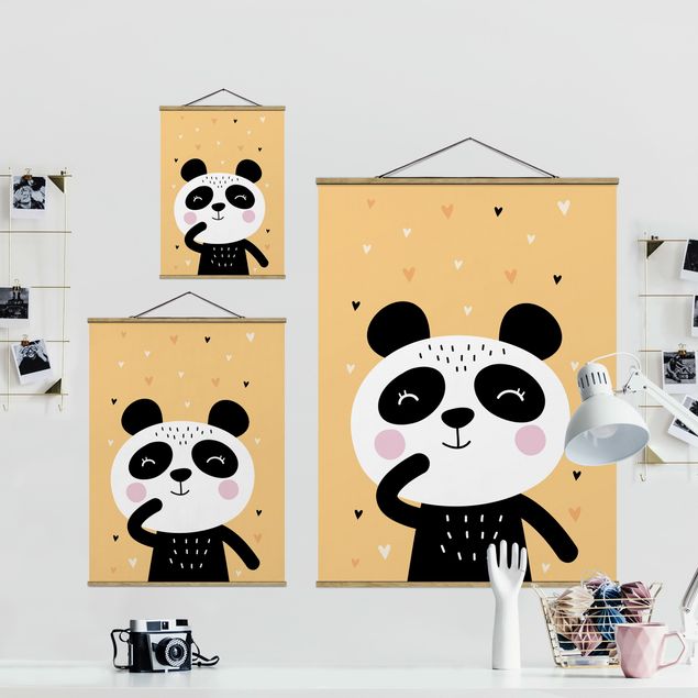 Yellow canvas wall art The Happiest Panda