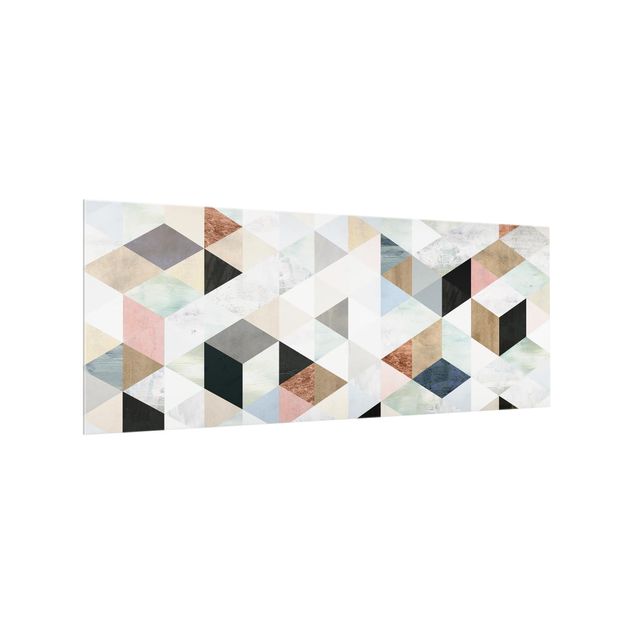 Glass splashback abstract Watercolor Mosaic With Triangles I