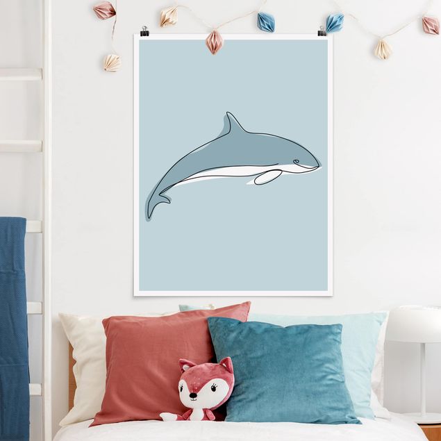 Nursery decoration Dolphin Line Art