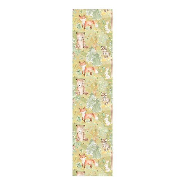 Sliding panel curtains patterns Rabbit And Fox On Green Meadow