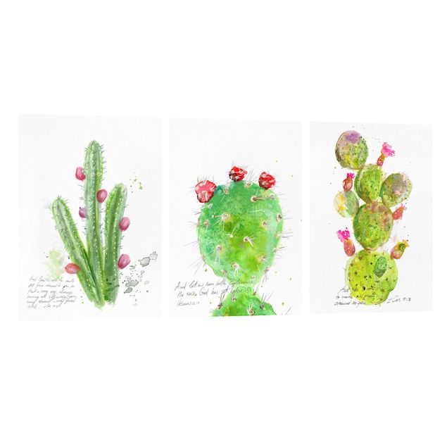 Prints flower Cactus With Bible Verse Set I