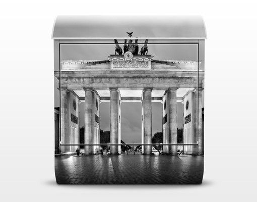 Anthracite grey post box Illuminated Brandenburg Gate II