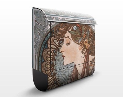 Vintage wall mounted letter box Alfons Mucha - Helena