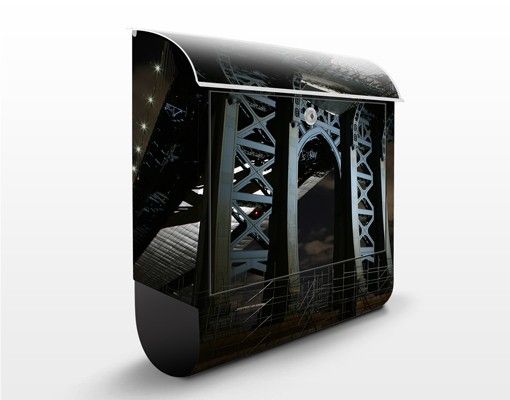 Black metal letterbox Manhattan Bridge At Night