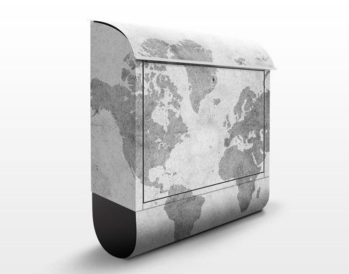 Letterboxes black and white Vintage World Map II