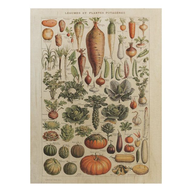 Wood prints flower Vintage Board Vegetables