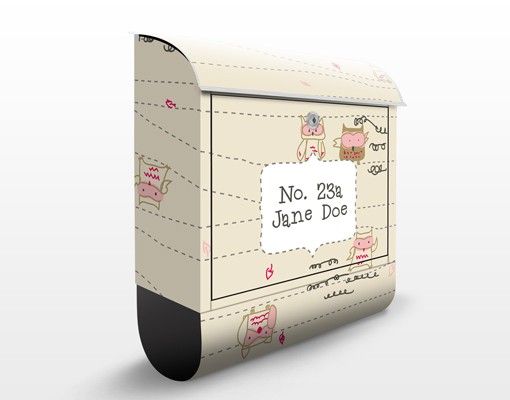 Letterboxes personalized text Flight Owl