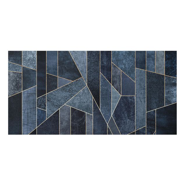 Glass splashback abstract Blue Geometry Watercolor