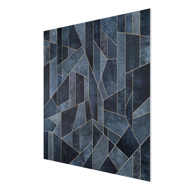 Abstract canvas wall art Blue Geometry Watercolour