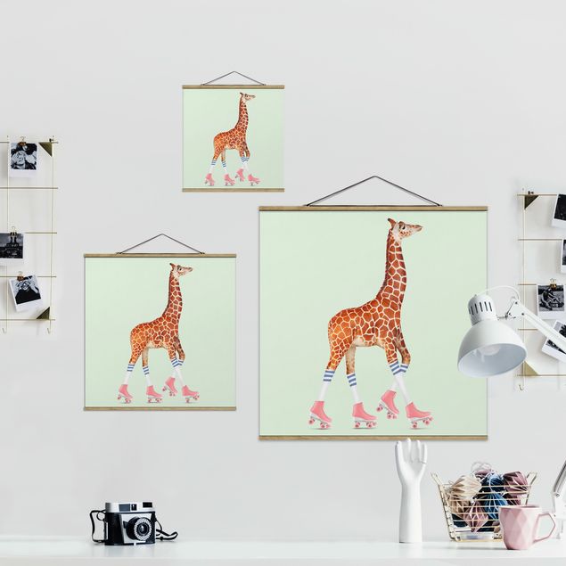 Prints modern Giraffe With Roller Skates